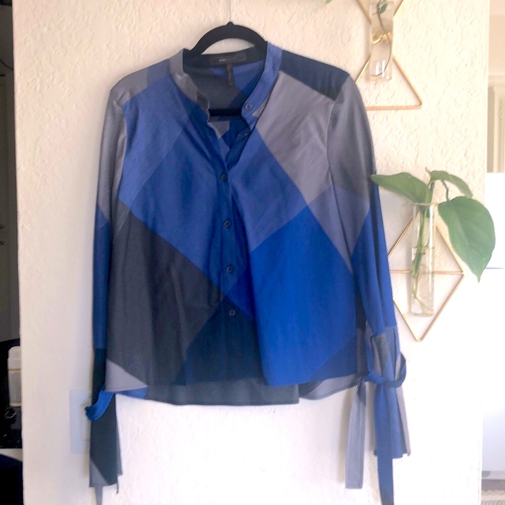Blue Plaid Button-up Blouse